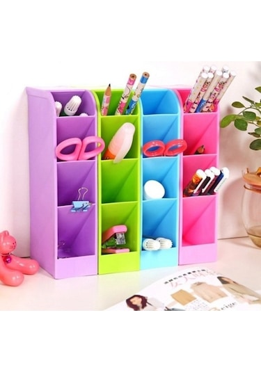 Willowhaven 2 Adet Çok Fonksiyonlu 4 Izgara Masaüstü Kalemlik Ofis Okul Plastik Kutu Masa Kalem Organizatör Mavi Mavi