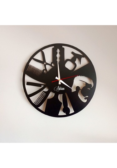 Bk Gift Kişiye Özel İsimli Berber Tasarımlı Dekoratif 45cm Ahşap Duvar Saati-1 , Ev Hediyesi , Arkadaşa Hediye , Sevgiliye Hediye Bitmeyen137069 Bk Gi Çok Renkli