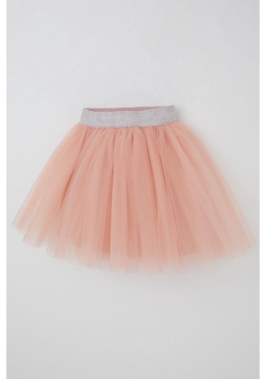 Breeze Kız Çocuk Tütü Etek Beli Sim Detaylı Lastikli 5-10 Yaş, Somon Somon