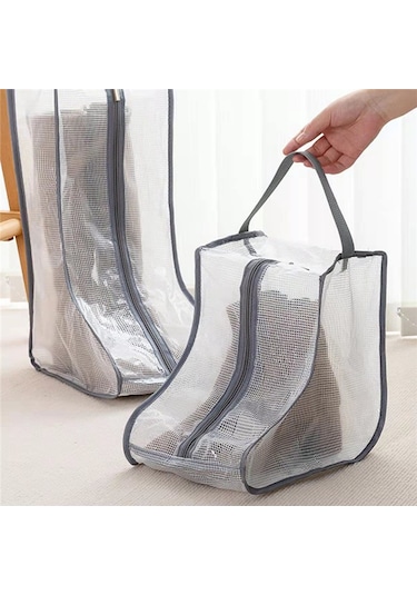 Xiaaokeji Kadın Uzun Ve Kısa Bot Saklama Çantaları, 2 Büyük+2 Küçük Seyahat İçin Gri