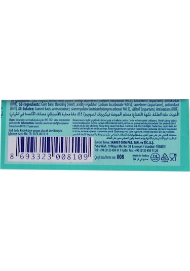 Nazar 5'li Bikarbonatlı Nane Aromalı Stick Sakız 20 Adet