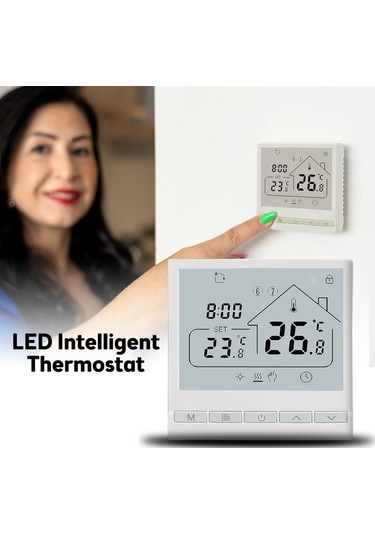 Fastbuy Akıllı Wifi Termostat - 5+2 Programlanabilir Su Isıtıcı Kontrol Cihazı 3a Beyaz