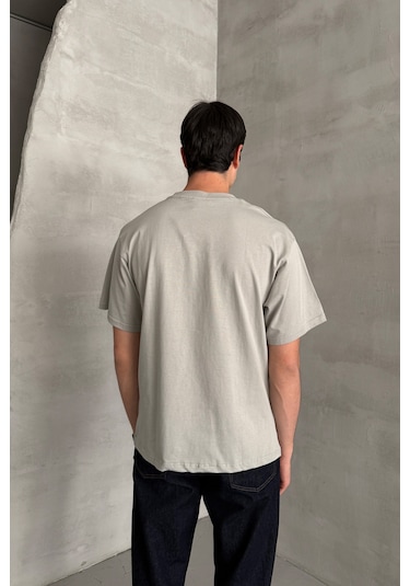 Hyman Erkek %100 Pamuk Oversize Basic T-shirt Gri
