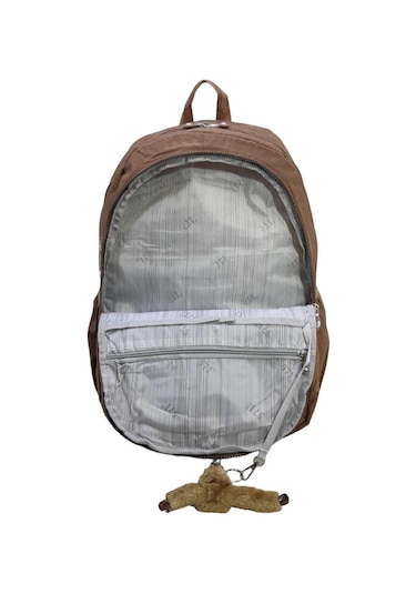 Klinkır Okul Çantası Lise Ortaokul Üniversite Kadın Sırt Çantası Hafif Kumaş Çok Cepli Taba