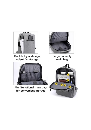 Maiyame Usb Şarj Portlu 14l Hafif Yüksek Kapasiteli İş/seyahat Çanta - Gri 28x12x41cm