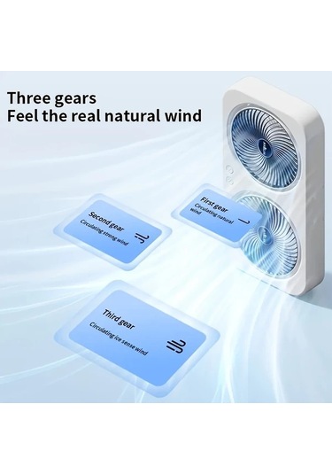 Willowhaven Mavi Çift Başlı Şarj Edilebilir Portatif Masa Vantilatörü 3 Hız Usb Pil
