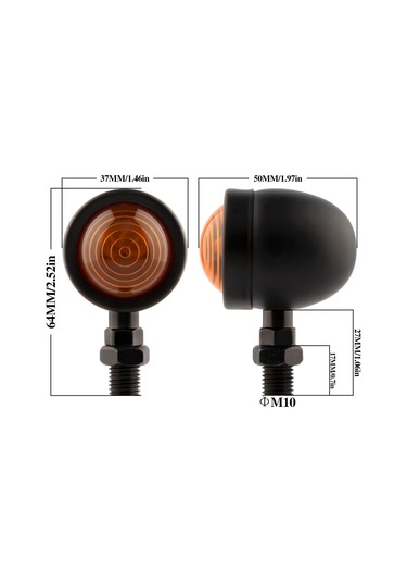 1 Çift Kc801 12v Modifiye Evrensel Motosiklet Led Dönüş Sinyali Siyah