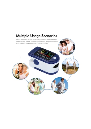 Vkemall Pulse Oksimetre Dijital Parmak Ucu Nabız Oksimetresi Tft Ekran Kan Oksijen Sensörü Doygunluk Min Koyu Mavi