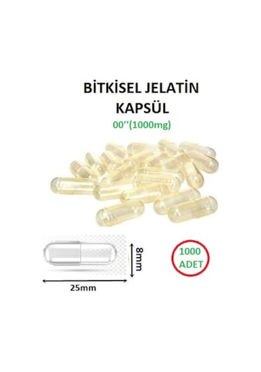 Boş İlaç Kapsülü 00'' Büyük Boy Şeffaf Bitkisel 1000 Adet