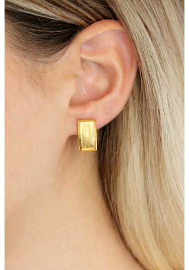 Argentum Concept - Altın Kaplamalı Gümüş Hasır Küpe - K088401