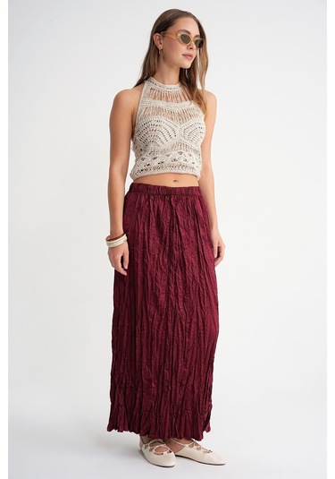 4623 Kadın Kraşlı Düz Saten Etek Bordo Bordo 4623 Kadın Kraşlı Düz Saten Etek Bordo Bordo