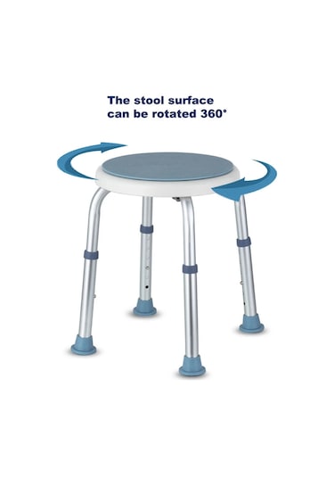 Döndürülebilir Kaymaz Banyo Koltuğu, Yüksekliği Ayarlanabilir, Çok Renkli