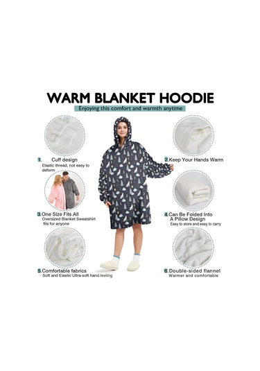 Wolf Desenli Giyilebilir Battaniye Hoodie, Unisex Kalın Flanel, Kapüşonlu,sıcak Rahat-a7 Wolf Night Sky