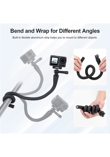 Fosenze Telesın Te-fm-003 52cm Esnek Metal Gövdeli Kamera Stativ, 300g Yük Taşıma, Her Açıya Ayarlanabilir, Telefon Tutucu Ve 1/4" Vida, Gopro/ınsta360/iphone/android Uyumlu