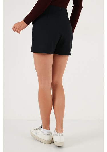 Lela Comfort Fit Kemer Detaylı Mini Boy Bayan Şort Etek 611Sr0081 Siyah
