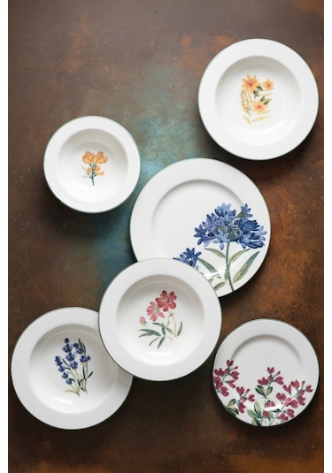 Tabak Evi Porselen New Flower Garden Yemek Takımı 6 Kişilik 24 Parça Bns24ykprs1104 Çok Renkli