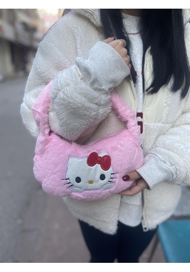Hello Kitty Peluş El Çantası Fermuarlı -2707 Altın