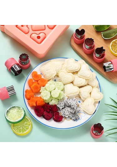 Reedark 9 Parçalı Sandviç Kesici Seti - Çocuklar İçin Eğlenceli Ve Pratik Sandviç Şekillendirici KIrmızı