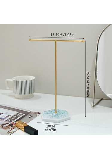 Altın Beyaz Taban T Şeklinde Mücevher Standı, Çıkarılabilir Yoğunluk Tahtası Tabanı A