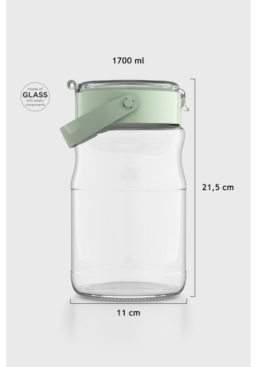Renga Mono 1700 Ml Yeşil Kapaklı Cam Kavanoz 131072 Yeşil