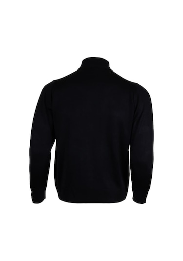 Erkek Lacivert Kazak Yarım Balıkçı Yünlü Klasik Normal Kesim Rar0