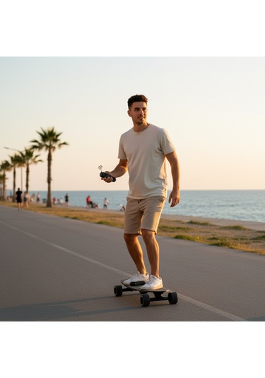 Elektrikli Kaykay H2s-1 Şehir İçi Ulaşım Aracı, Scooter Alternatifi, 20 Km/h, 8 Km Menzil, Hafif 3.7 Kg Siyah