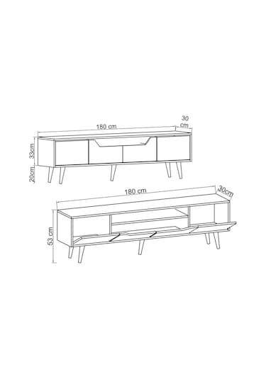 Roma Ahşap Ayaklı Tv Ünitesi Tv Sehpası Ceviz-antrasit