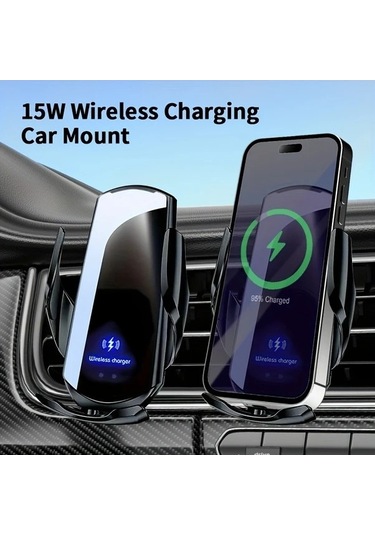 Fastbuy Dream011 Siyah 360 Derece Dönen Akıllı Sensörlü 15w Hızlı Kablosuz Şarj Araba Şarj Cihazı Universal Telefon Tutucu M