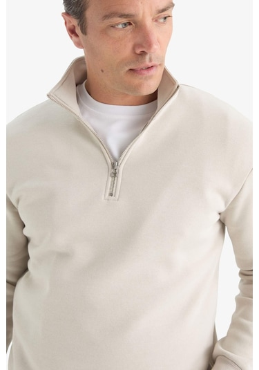 Defacto Regular Fit Dik Yaka Yarım Fermuarlı İçi Yumuşak Tüylü Basic Düz Sweatshirt X7405az25aubg766 Bej Defacto Regular Fit Dik Yaka Yarım Fermuarlı İçi Yumuşak Tüylü Basic Düz Sweatshirt X7405az25aubg766 Bej
