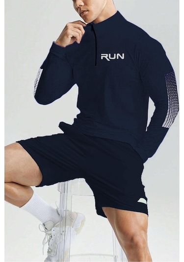 Ghassy Co. Erkek Running Hızlı Kuruma Nem Emici Teknik Performan Uzun Kollu T-shirt Açık Gri