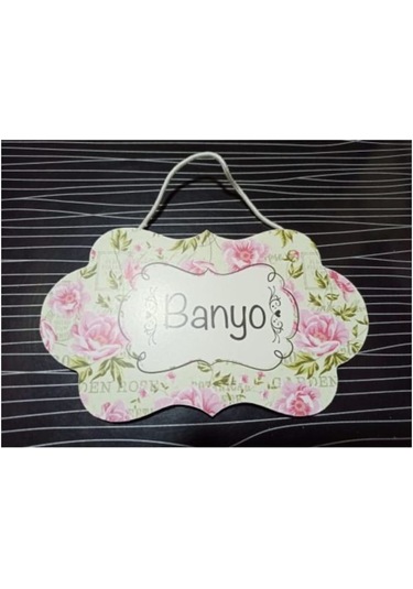 Hiraevgereçleri Banyo Oda Isimlik Kapı Süsü Isimliği Gül Desenli Çok Renkli