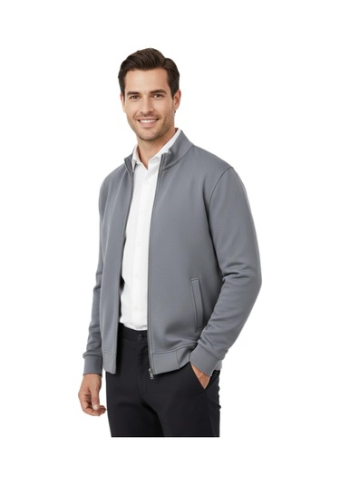 Erkek Spor Hakim Yaka Fermuarlı Hırka Regular Fit Bgl-st04947 Gri