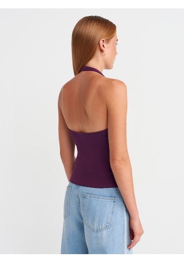 Dilvin 21052 Halter Yaka Top-mor Mor