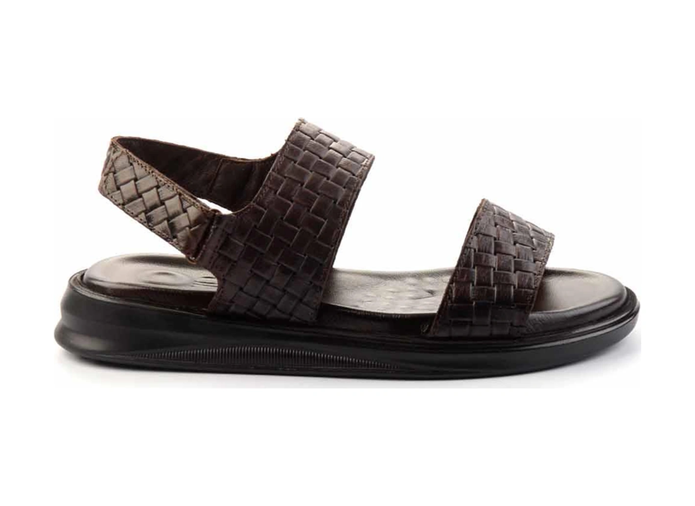 Kahve Hakiki Deri Erkek Sandalet E05433012603 Kahve