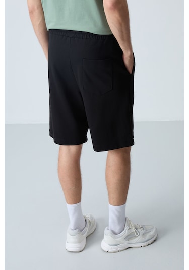Tommy Life Siyah Pamuklu Kalın Yumuşak Dokulu Standart Fit Basic Erkek Şort - 81275 Siyah