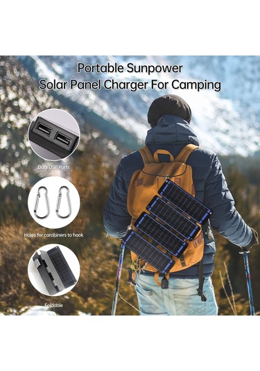 13w 5v Katlanabilir Güneş Paneli Taşınabilir Güneş Enerjisi Monokristal Silikon Güneş Şarj Aleti Mini Yüksek Verimli Güneş Modülü Çift Usb Çıkışı İle