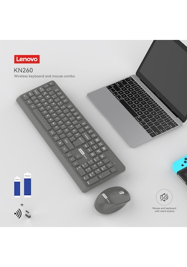 Kn260 Kablosuz Klavye Mouse Set Sessiz Siyah 870042257 Optik