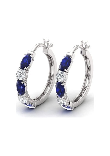 Prosperlink Lüks Mavi Kübik Zirkonya Küpe - Düğün, Parti Aksesuarı, Kadınlar İçin Hediyeçelik Renkbeyaz0,11 Ct - 0,15 Ct14 Ayargümüşfl - If