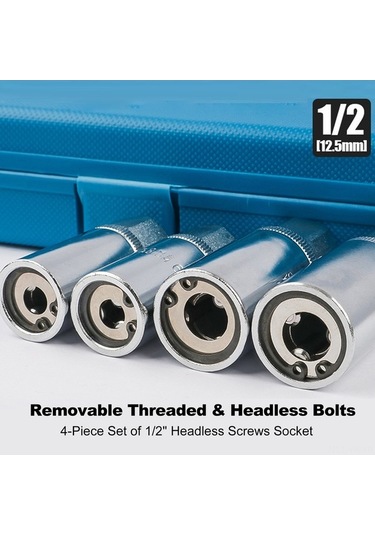 Pazly 6mm-12mm Çelik Kafa Yok Somun Çıkarıcı Seti, 1/2 İnç Uyumlu, 4 Adet, Plastik Kutulu, Kayıp/vuruk Somunlar İçin