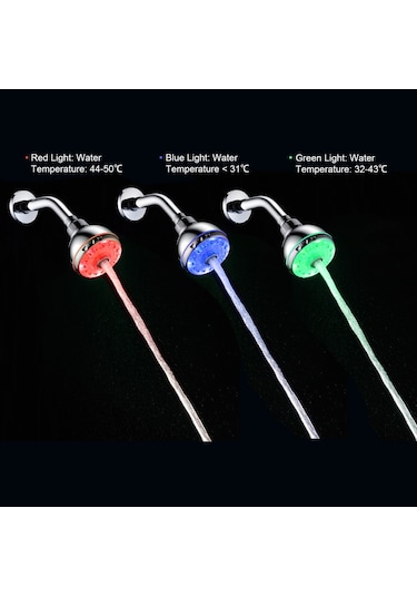 Geeksen Renkli Flaş Işıklı Led Duş Başlığı 3 Ayarlı Yağmur Duş Başlığı Ayarlanabilir Banyo Duş Başlığı Cilalı Krom Banyo Yağmur Duş Başlığı Değiştirme Diğer