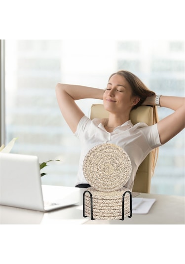 İçecek Tutuculu Pamuklu Dokuma Emici İçecekler İçin Ev Dekorasyon Seti Diğer