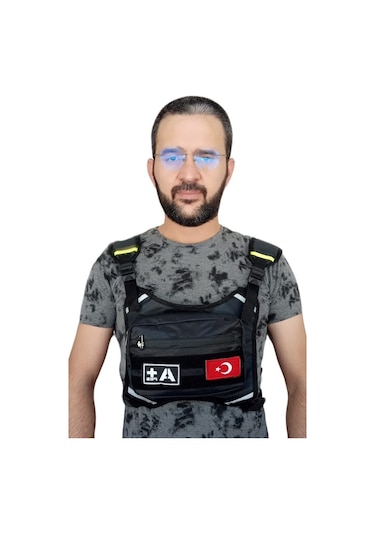 Kan Grubu A+Pozitif Baskılı Su Geçirmez Motorcu Göğüs Çantası Reflektörlü