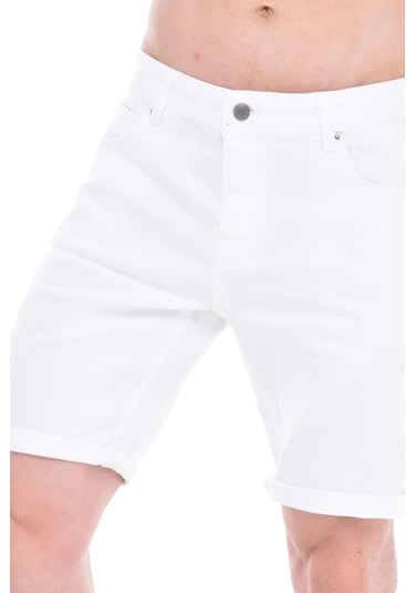 Cedy Denim Erkek Kot Şort Slim Fit Jean Şort - C342 Beyaz