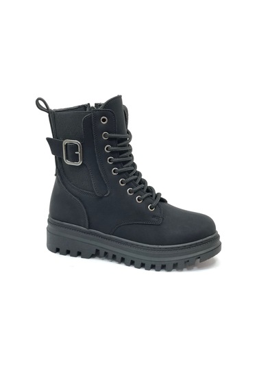 Mehtap Süs Toka Detaylı Kaymaz Taban Kadın Postal Bot Siyah