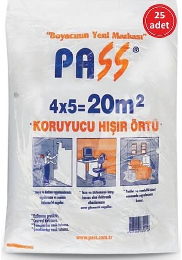 pass Hışır Koruma Boya Örtüsü-20m2 (25 Adet)-eşyalarınız Temiz Kalır-sonradan Temizlik Yapmak Gerektirmez