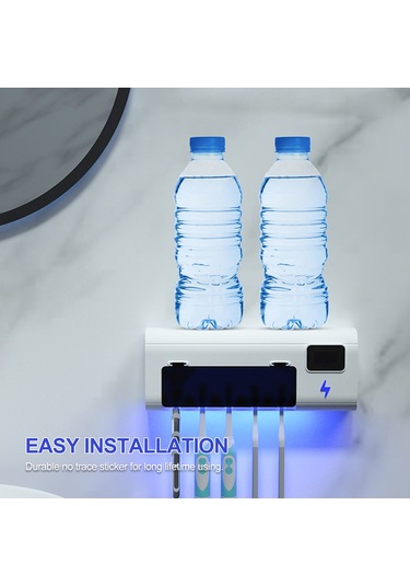 Geeksen Uv Diş Fırçası Dezenfektörü - Akıllı Duvara Monte Banyo Organizatörü, Zamanlayıcı Ve Usb Şarj, Bayan/bebek/aile Pembe