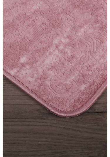 Nova Pudra Büyük Ebat 80x150 + 50x80 Cm 2'li Banyo Halısı Paspas Pembe