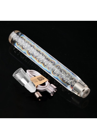 Led Işık Rgb Vites Topuzu Çubuk Kristal Şeffaf Kabarcık-30cm K16231-1 Beyaz