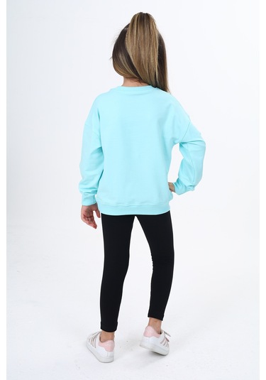 Toontoy Kız Çocuk Baskılı Taytlı Takım Su Yeşili