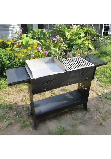 Ayaklı Barbekü Büyük Portatif Mangal Ve Izgaraları Siyah